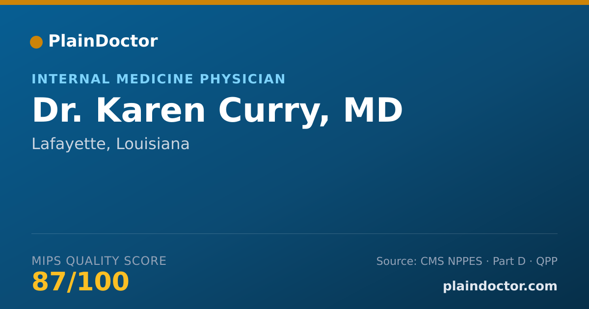 Shareable card for Karen Curry, MD - Internal Medicine Physician, Lafayette, LA