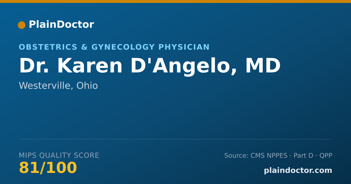 Shareable card for Karen D'Angelo, MD - Obstetrics & Gynecology Physician, Westerville, OH
