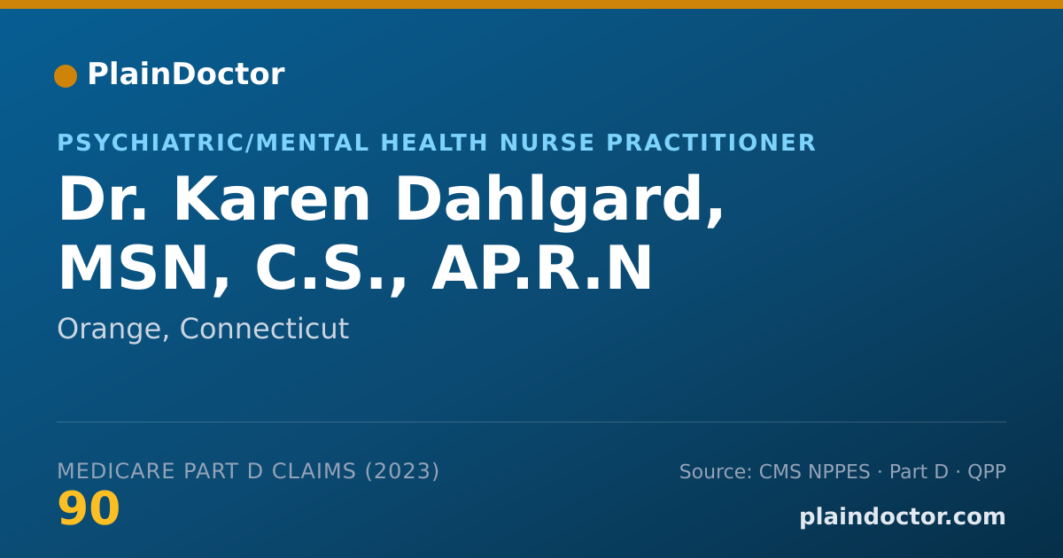 Shareable card for Karen Dahlgard, MSN,  C.S., AP.R.N - Psychiatric/Mental Health Nurse Practitioner, Orange, CT