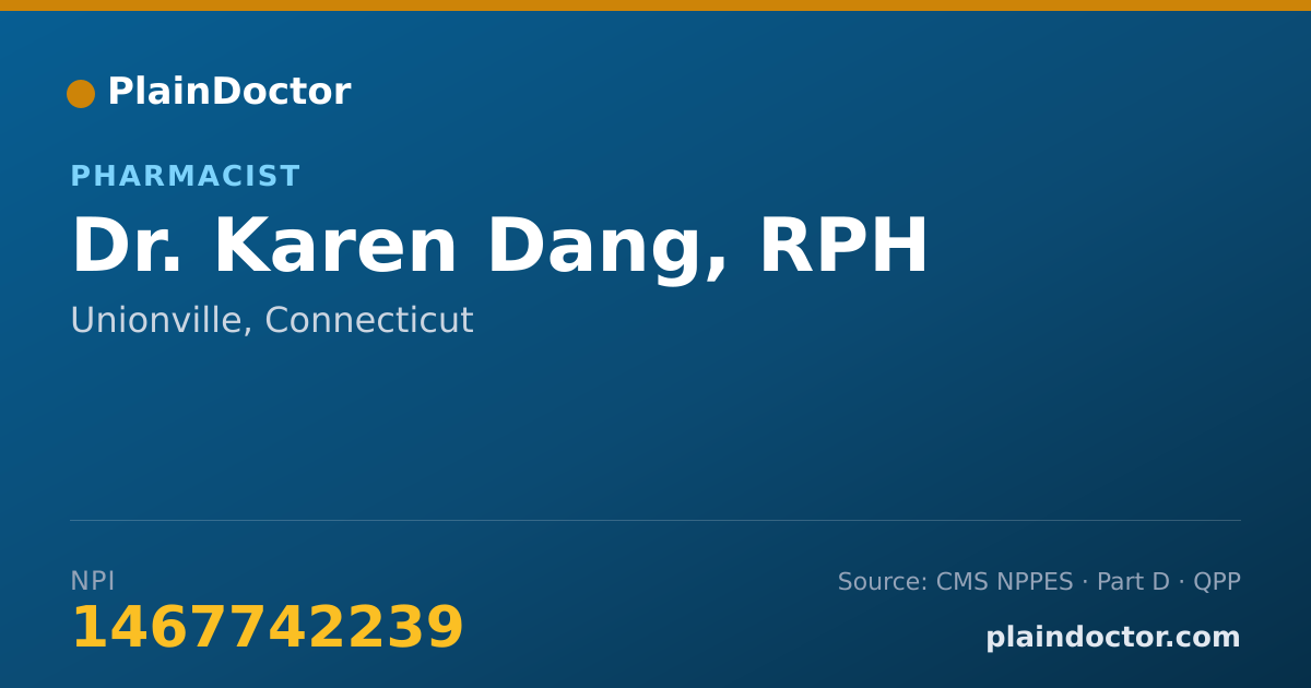 Shareable card for Karen Dang, RPH - Pharmacist, Unionville, CT