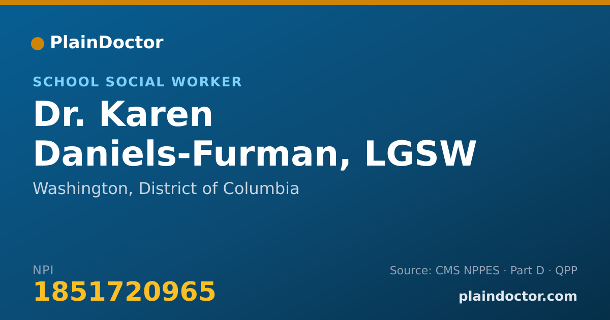 Shareable card for Karen Daniels-Furman, LGSW - School Social Worker, Washington, DC