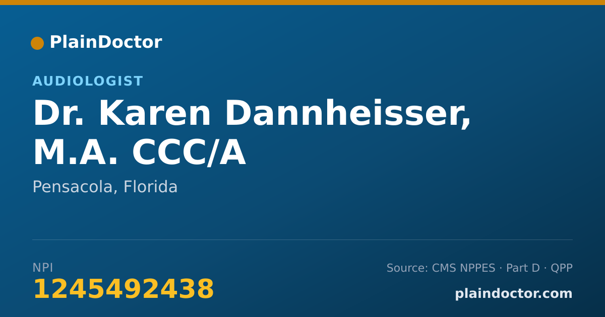 Shareable card for Karen Dannheisser, M.A. CCC/A - Audiologist, Pensacola, FL