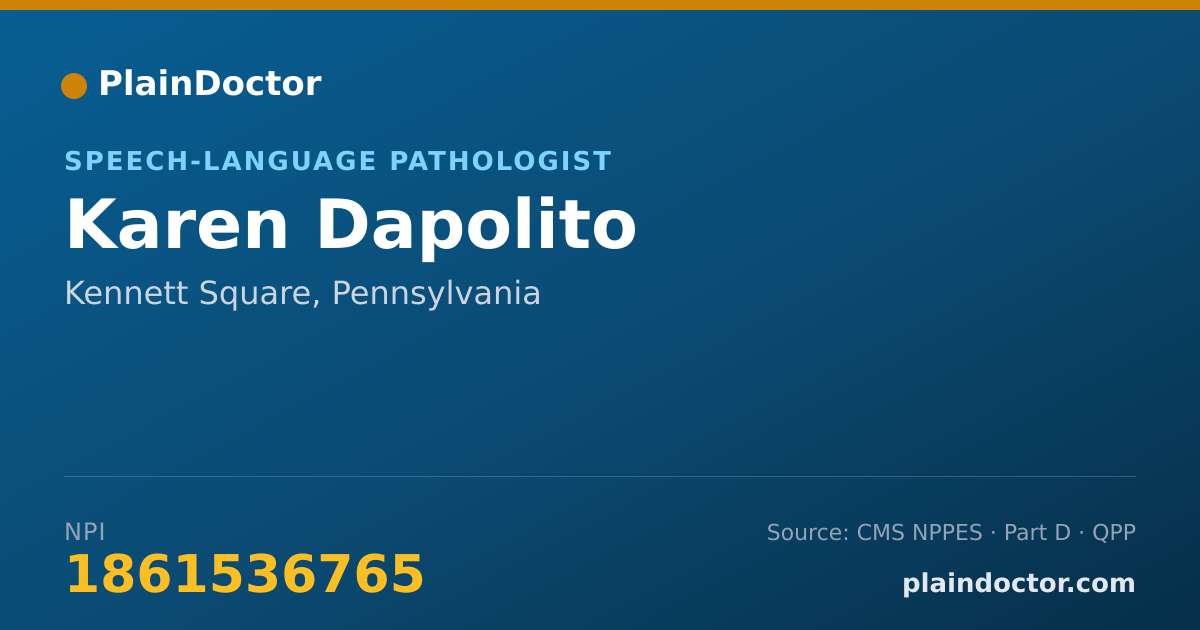 Shareable card for Karen Dapolito - Speech-Language Pathologist, Kennett Square, PA