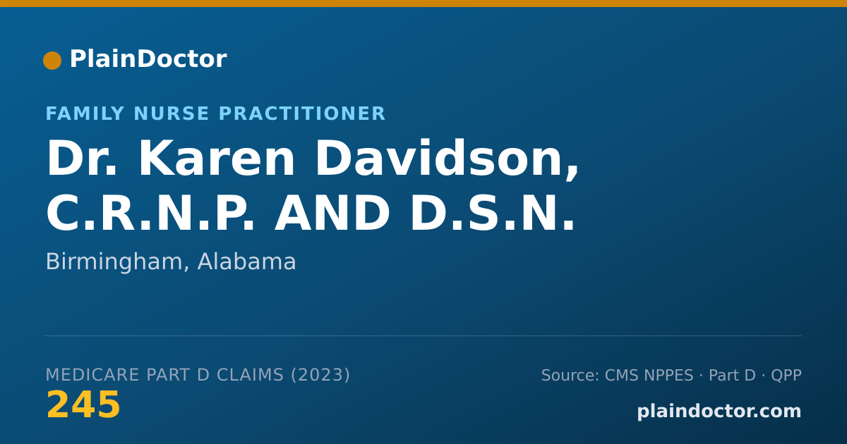 Shareable card for Karen Davidson, C.R.N.P. AND D.S.N. - Family Nurse Practitioner, Birmingham, AL