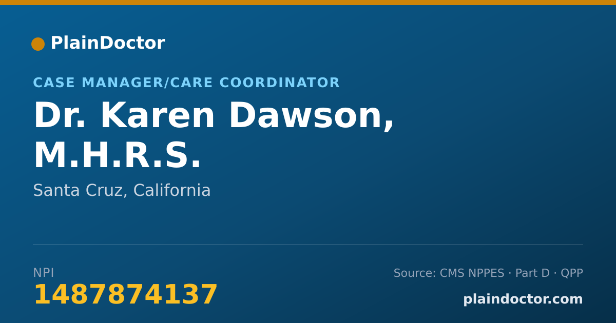 Shareable card for Karen Dawson, M.H.R.S. - Case Manager/Care Coordinator, Santa Cruz, CA
