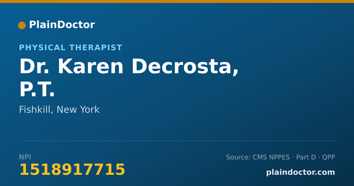 Shareable card for Karen Decrosta, P.T. - Physical Therapist, Fishkill, NY
