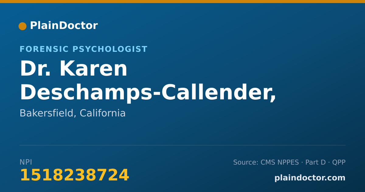Shareable card for Karen Deschamps-Callender, PSY.D - Forensic Psychologist, Bakersfield, CA
