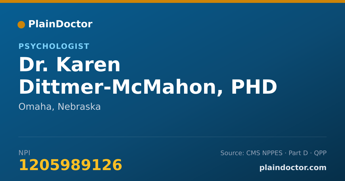 Shareable card for Karen Dittmer-McMahon, PHD - Psychologist, Omaha, NE