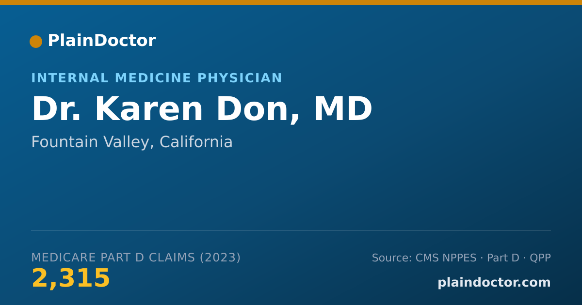 Shareable card for Karen Don, MD - Internal Medicine Physician, Fountain Valley, CA