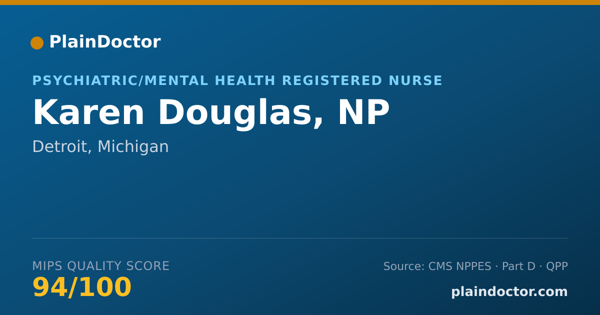 Shareable card for Karen Douglas, NP - Psychiatric/Mental Health Registered Nurse, Detroit, MI