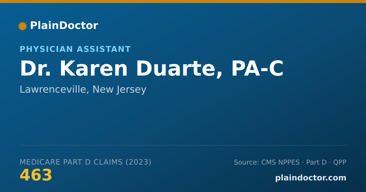 Shareable card for Karen Duarte, PA-C - Physician Assistant, Lawrenceville, NJ
