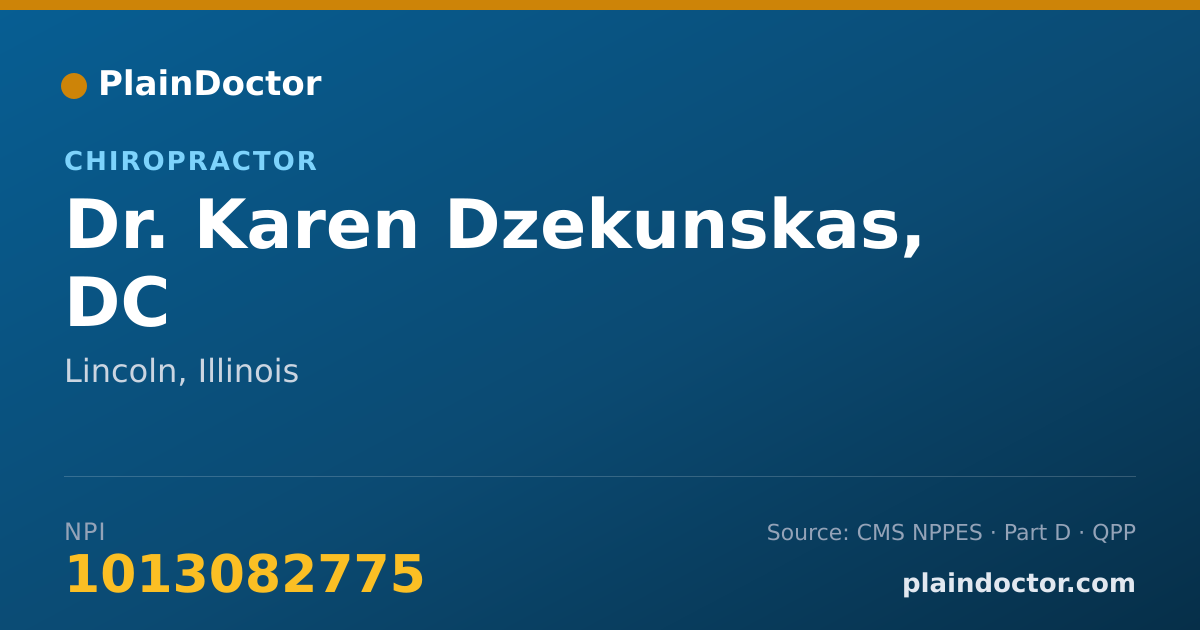 Shareable card for Karen Dzekunskas, DC - Chiropractor, Lincoln, IL