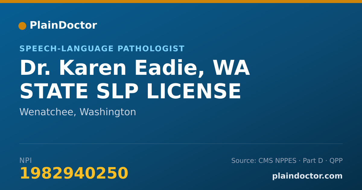 Shareable card for Karen Eadie, WA STATE SLP LICENSE - Speech-Language Pathologist, Wenatchee, WA