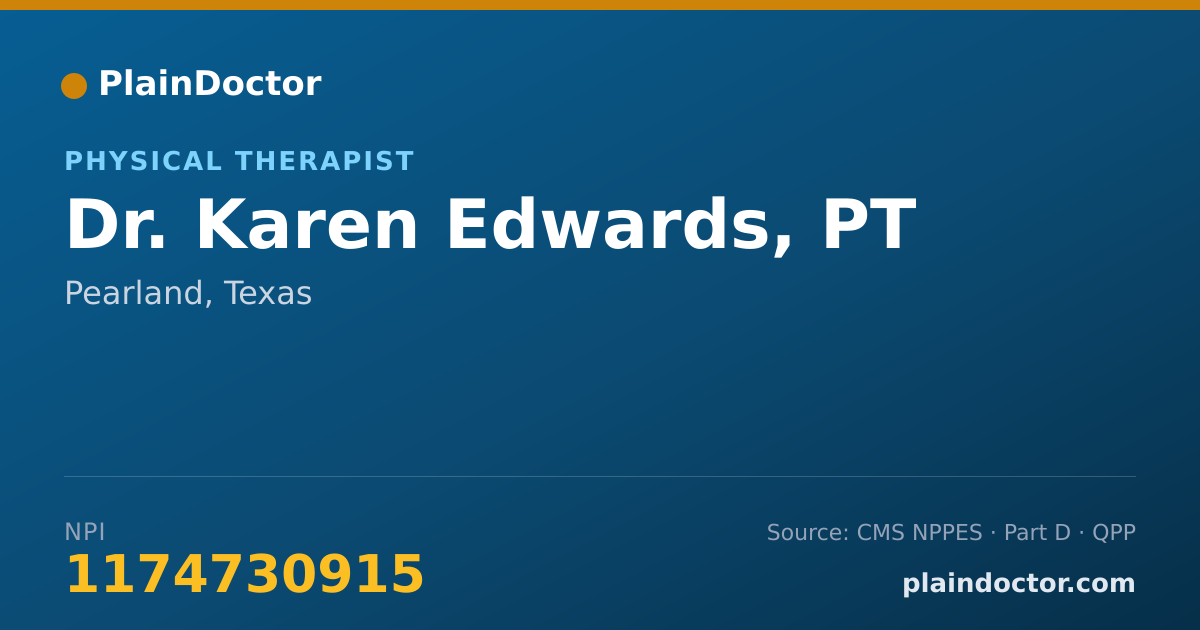 Shareable card for Karen Edwards, PT - Physical Therapist, Pearland, TX