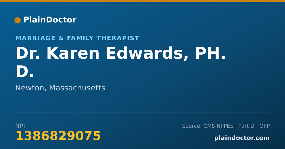 Shareable card for Karen Edwards, PH. D. - Marriage & Family Therapist, Newton, MA