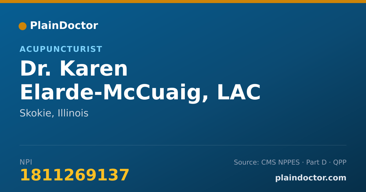 Shareable card for Karen Elarde-McCuaig, LAC - Acupuncturist, Skokie, IL