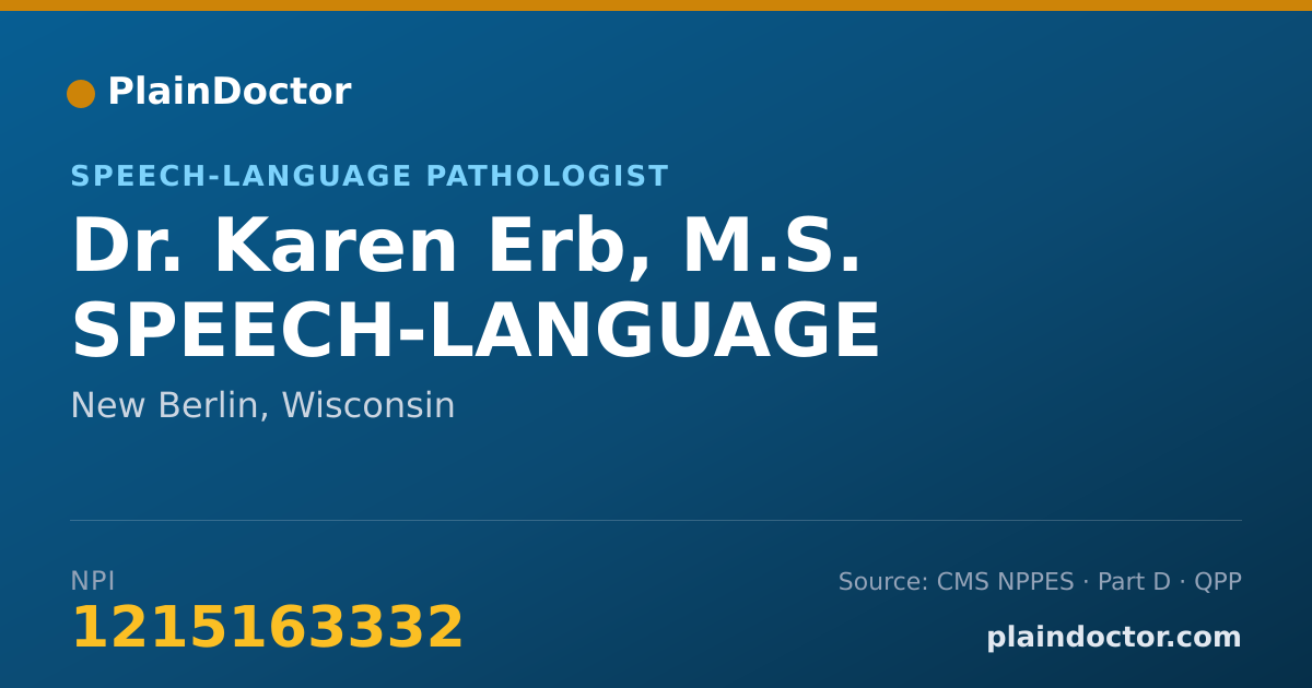 Shareable card for Karen Erb, M.S. SPEECH-LANGUAGE - Speech-Language Pathologist, New Berlin, WI
