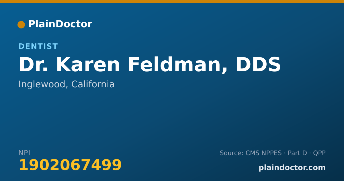 Shareable card for Karen Feldman, DDS - Dentist, Inglewood, CA
