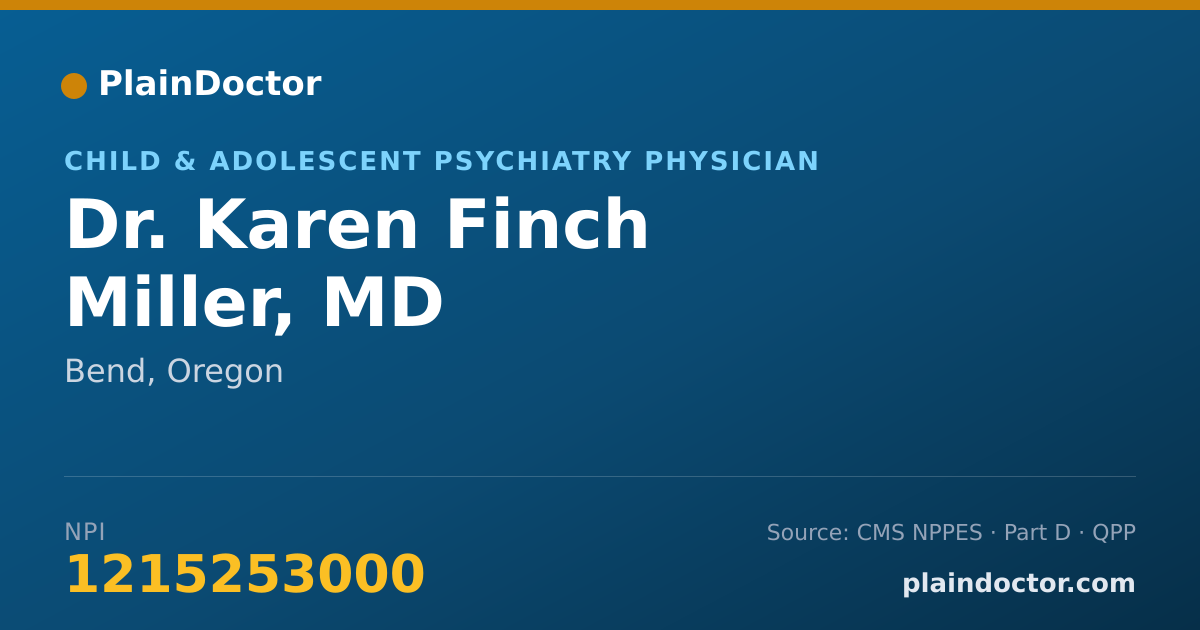 Shareable card for Karen Finch Miller, MD - Child & Adolescent Psychiatry Physician, Bend, OR