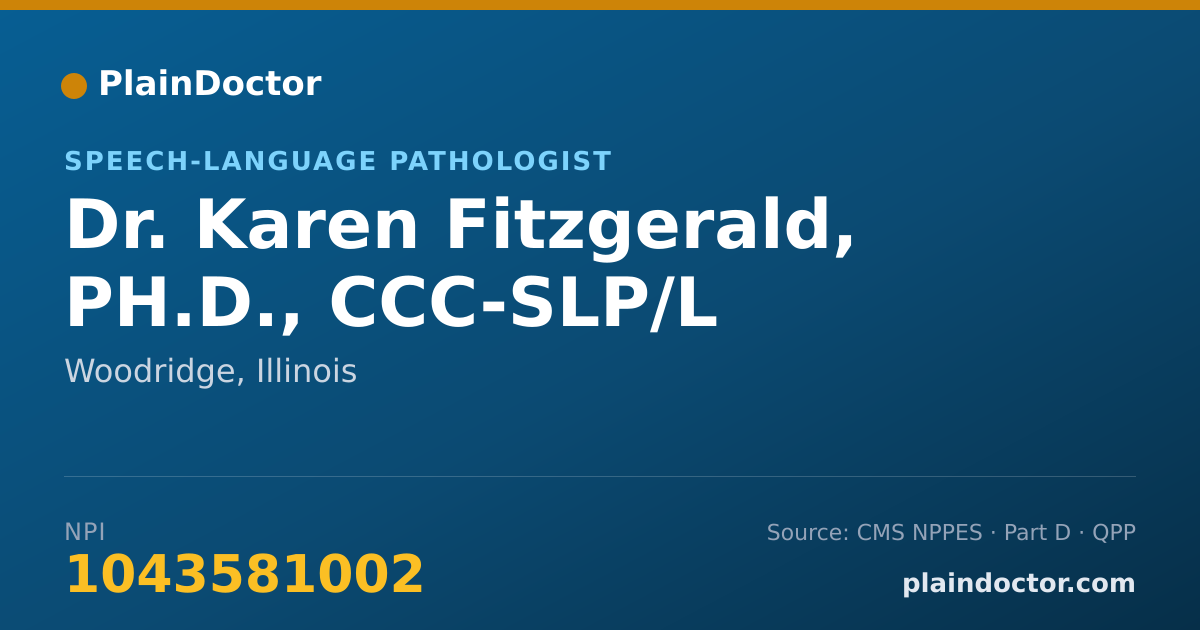 Shareable card for Karen Fitzgerald, PH.D., CCC-SLP/L - Speech-Language Pathologist, Woodridge, IL