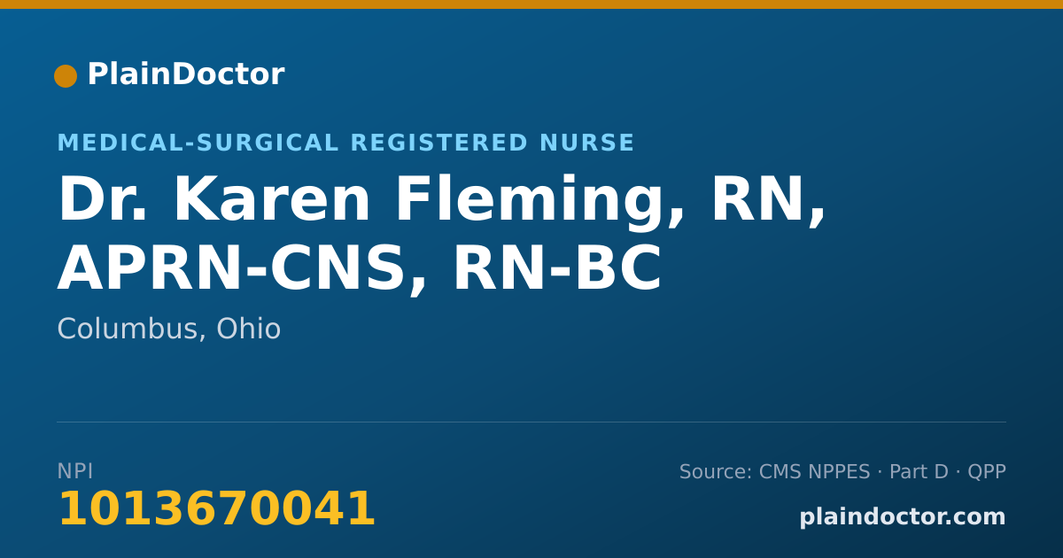 Shareable card for Karen Fleming, RN, APRN-CNS, RN-BC - Medical-Surgical Registered Nurse, Columbus, OH