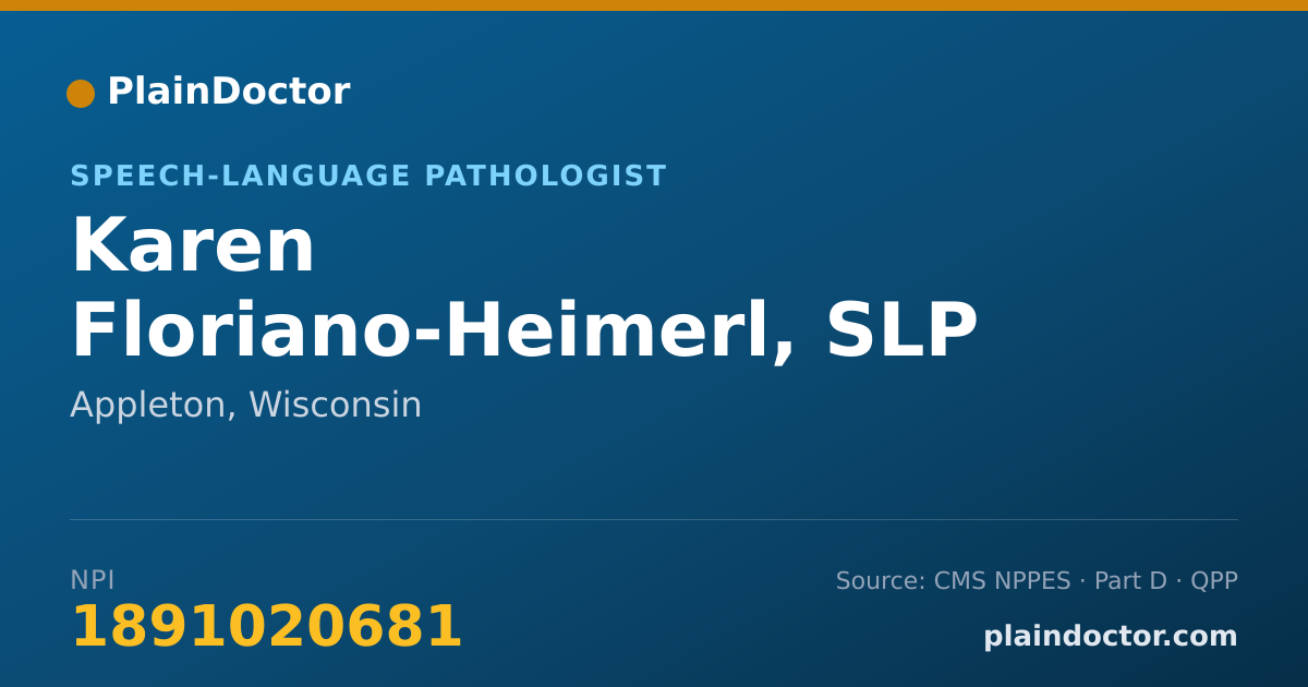 Shareable card for Karen Floriano-Heimerl, SLP - Speech-Language Pathologist, Appleton, WI