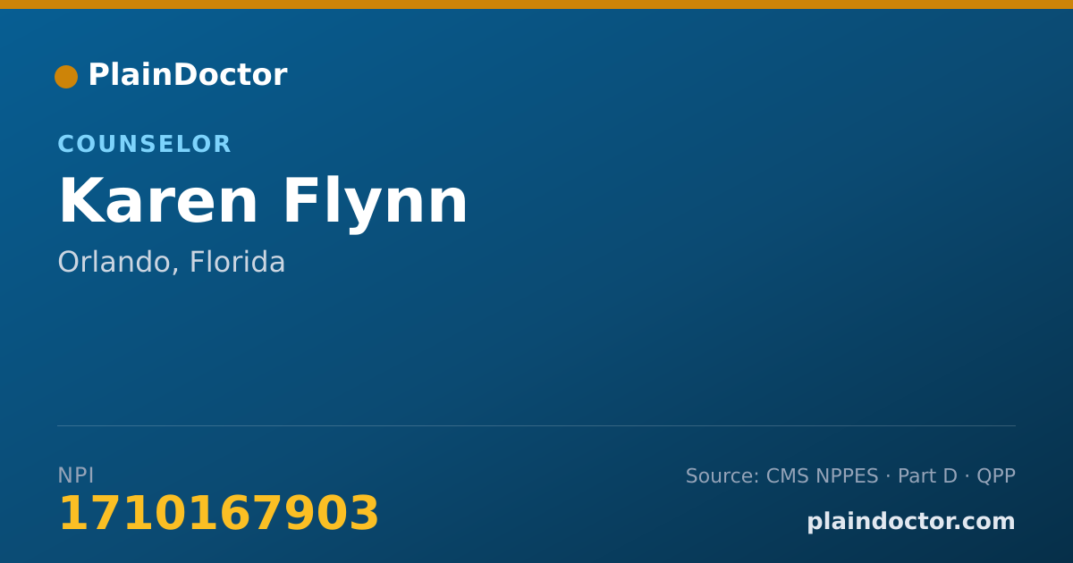 Shareable card for Karen Flynn - Counselor, Orlando, FL