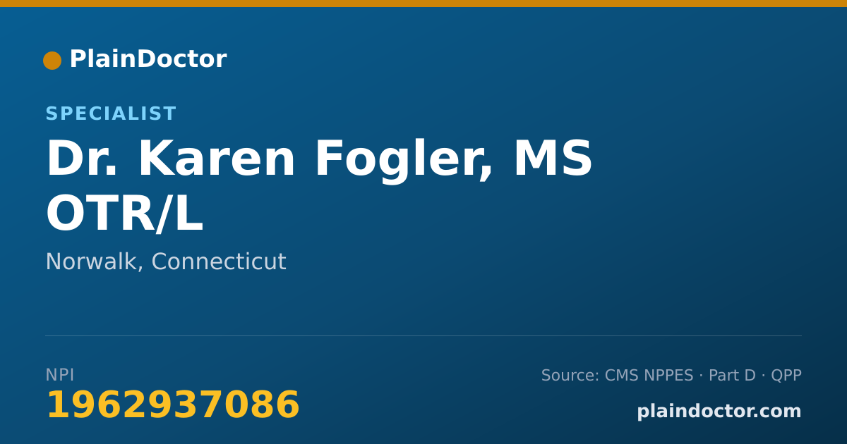 Shareable card for Karen Fogler, MS OTR/L - Specialist, Norwalk, CT