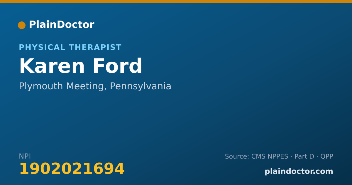 Shareable card for Karen Ford - Physical Therapist, Plymouth Meeting, PA