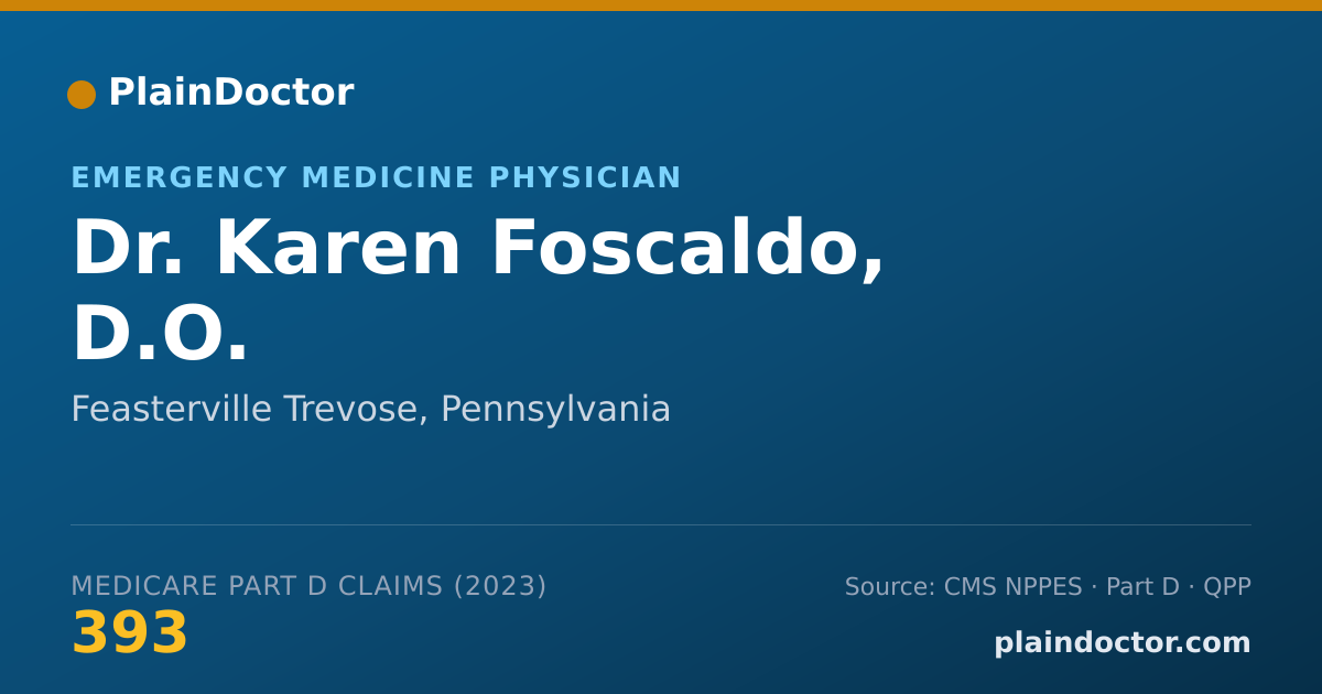 Shareable card for Karen Foscaldo, D.O. - Emergency Medicine Physician, Feasterville Trevose, PA