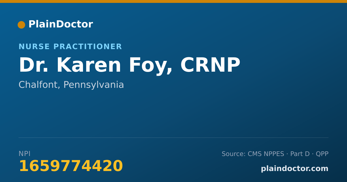 Shareable card for Karen Foy, CRNP - Nurse Practitioner, Chalfont, PA