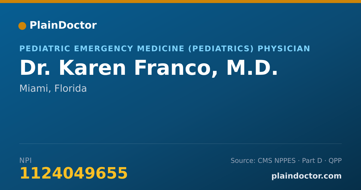 Shareable card for Karen Franco, M.D. - Pediatric Emergency Medicine (Pediatrics) Physician, Miami, FL