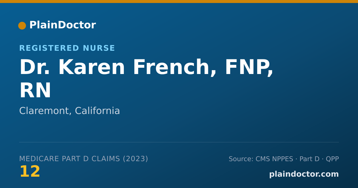 Shareable card for Karen French, FNP, RN - Registered Nurse, Claremont, CA