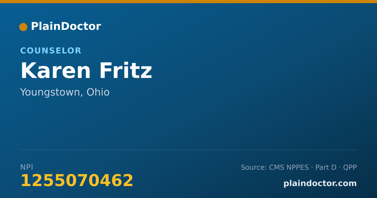 Shareable card for Karen Fritz - Counselor, Youngstown, OH