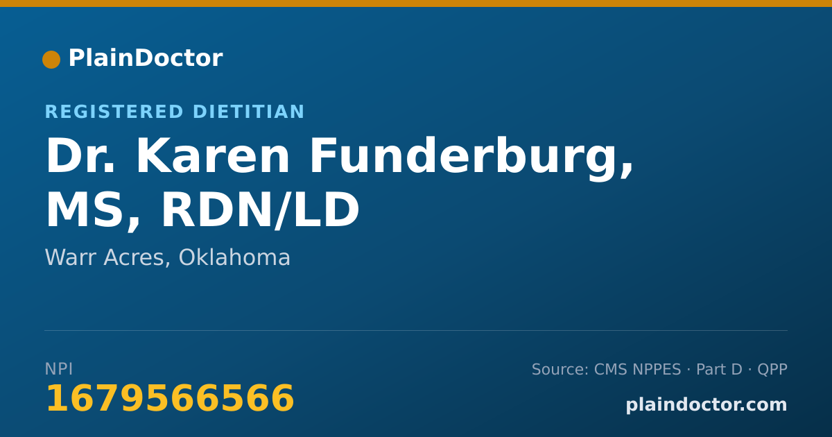 Shareable card for Karen Funderburg, MS, RDN/LD - Registered Dietitian, Warr Acres, OK