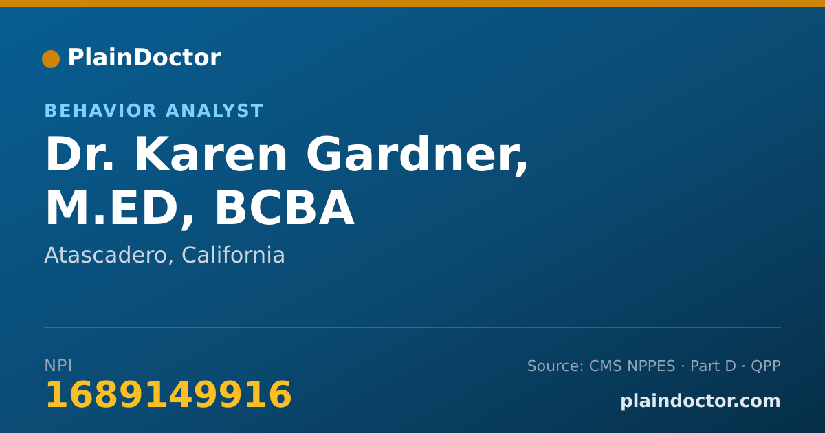 Shareable card for Karen Gardner, M.ED, BCBA - Behavior Analyst, Atascadero, CA