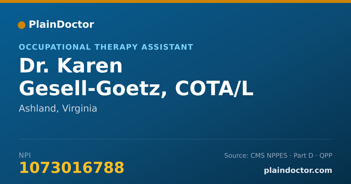 Shareable card for Karen Gesell-Goetz, COTA/L - Occupational Therapy Assistant, Ashland, VA