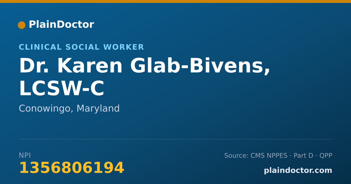 Shareable card for Karen Glab-Bivens, LCSW-C - Clinical Social Worker, Conowingo, MD