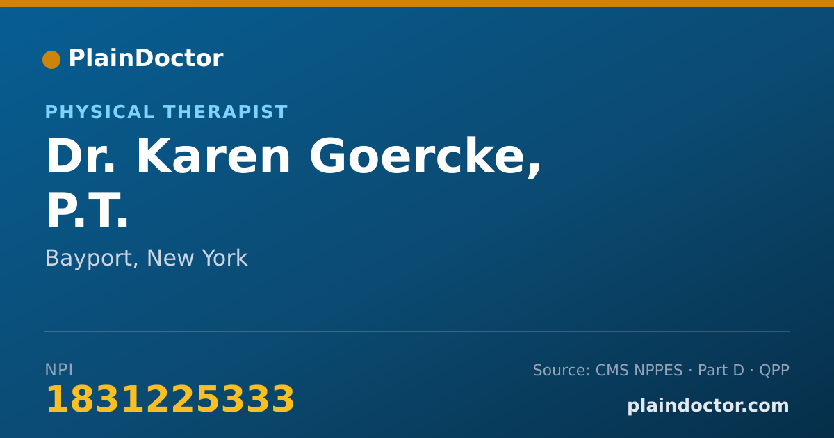 Shareable card for Karen Goercke, P.T. - Physical Therapist, Bayport, NY
