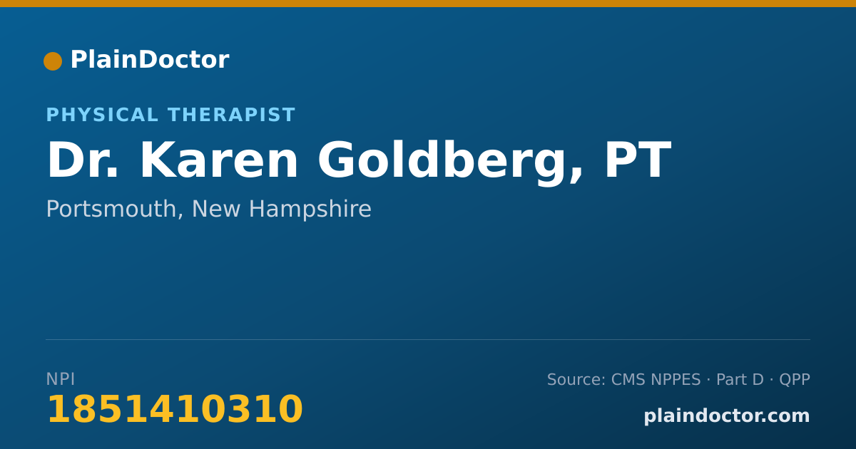 Shareable card for Karen Goldberg, PT - Physical Therapist, Portsmouth, NH