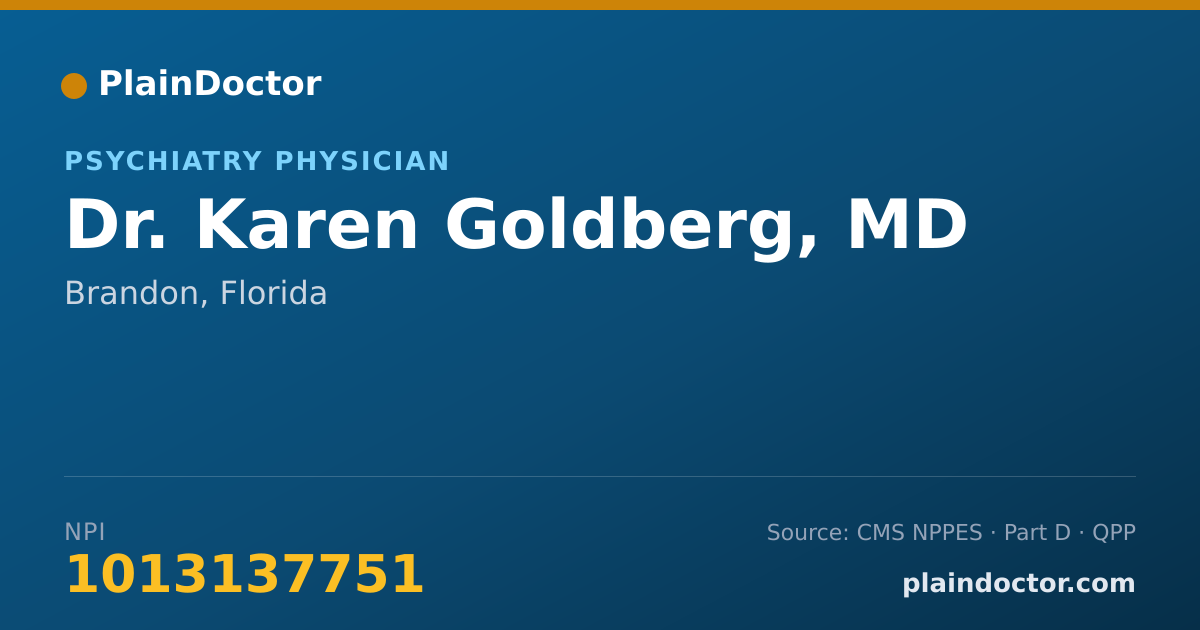 Shareable card for Karen Goldberg, MD - Psychiatry Physician, Brandon, FL