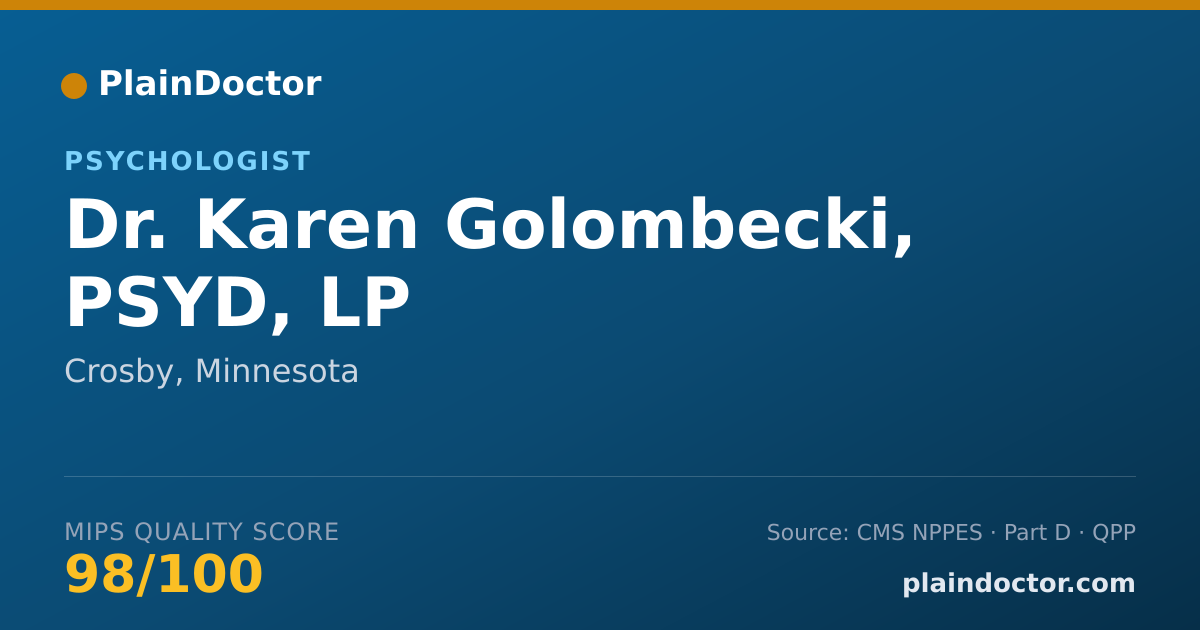 Shareable card for Karen Golombecki, PSYD, LP - Psychologist, Crosby, MN