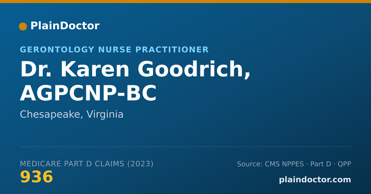Shareable card for Karen Goodrich, AGPCNP-BC - Gerontology Nurse Practitioner, Chesapeake, VA