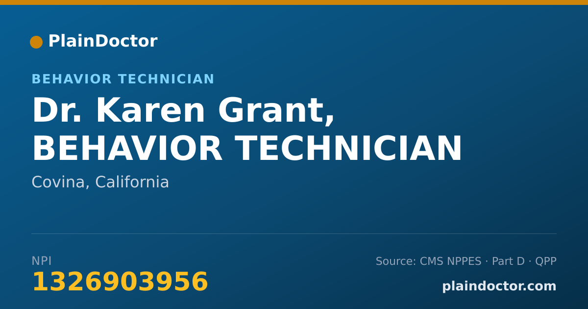 Shareable card for Karen Grant, BEHAVIOR TECHNICIAN - Behavior Technician, Covina, CA