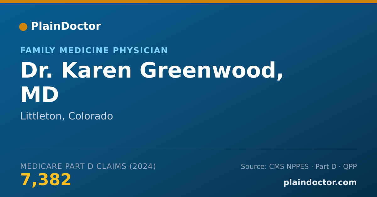 Shareable card for Karen Greenwood, MD - Family Medicine Physician, Littleton, CO