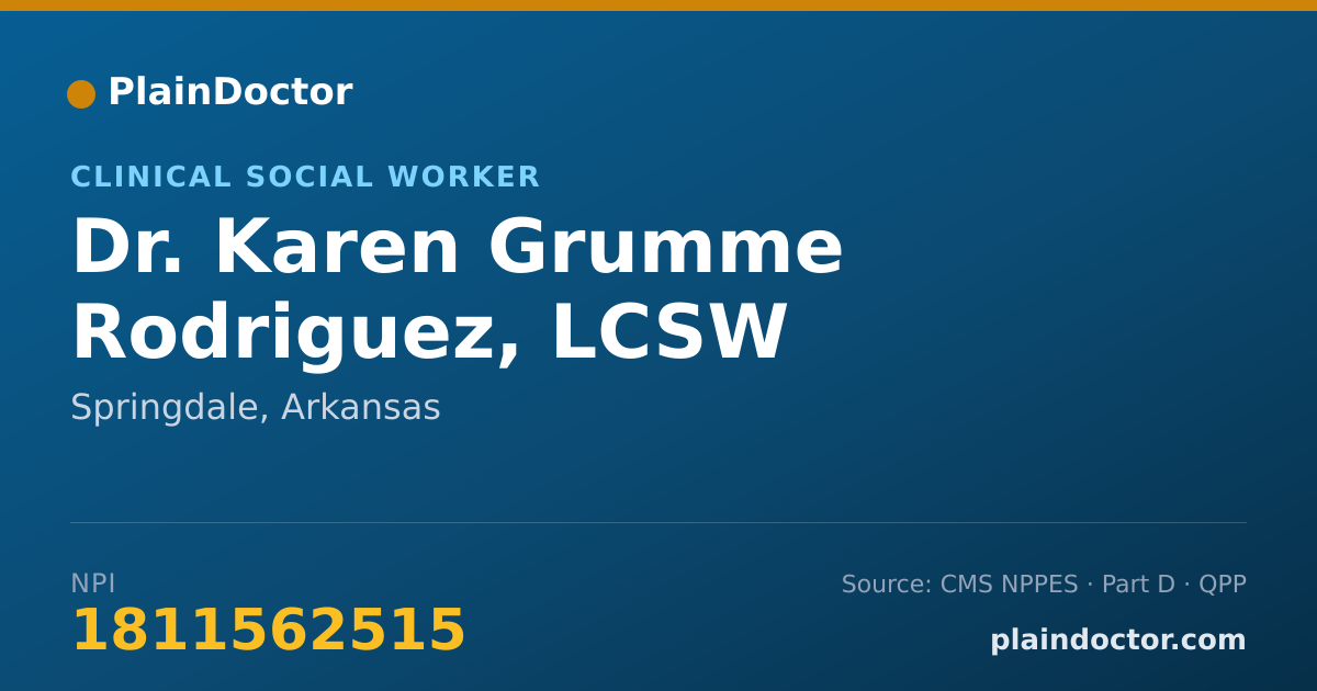 Shareable card for Karen Grumme Rodriguez, LCSW - Clinical Social Worker, Springdale, AR
