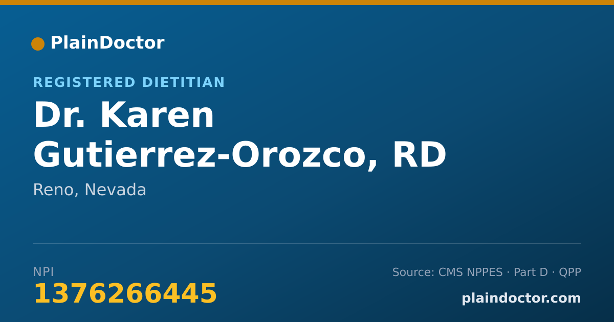 Shareable card for Karen Gutierrez-Orozco, RD - Registered Dietitian, Reno, NV