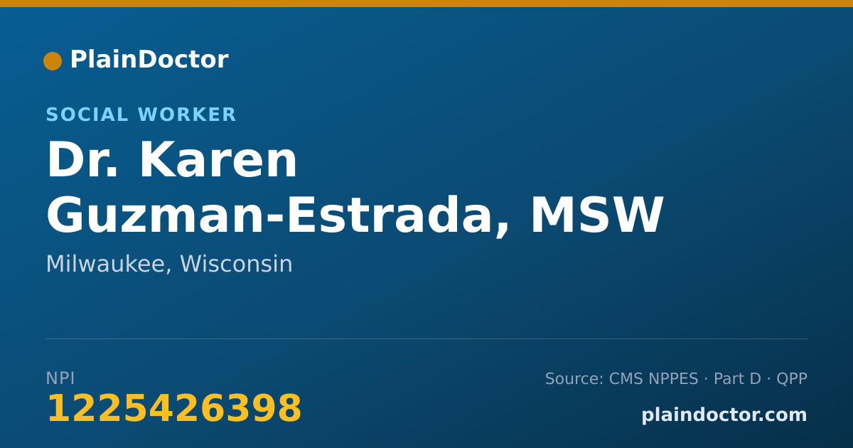 Shareable card for Karen Guzman-Estrada, MSW - Social Worker, Milwaukee, WI