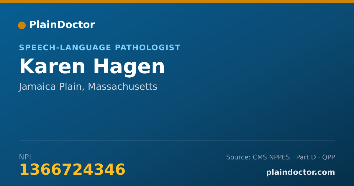 Shareable card for Karen Hagen - Speech-Language Pathologist, Jamaica Plain, MA