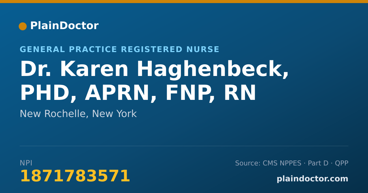 Shareable card for Karen Haghenbeck, PHD, APRN, FNP, RN - General Practice Registered Nurse, New Rochelle, NY